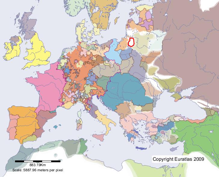 Karte von Sudauer im Jahre 1300