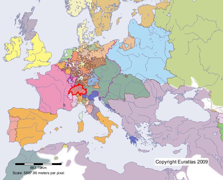 Carte de Cantons suisses en l'an 1700