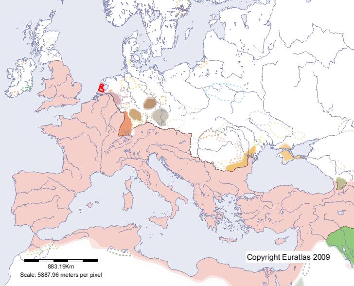 Map of Batavi in year 300
