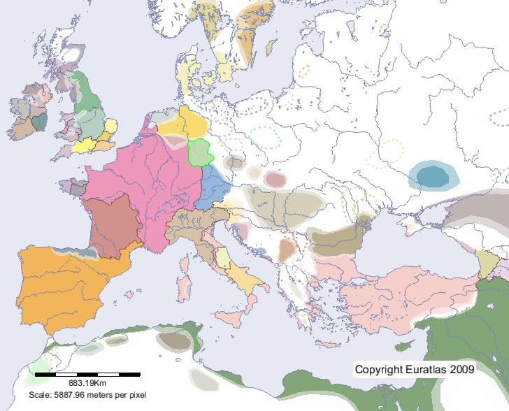 Karte von Thüringen im Jahre 700