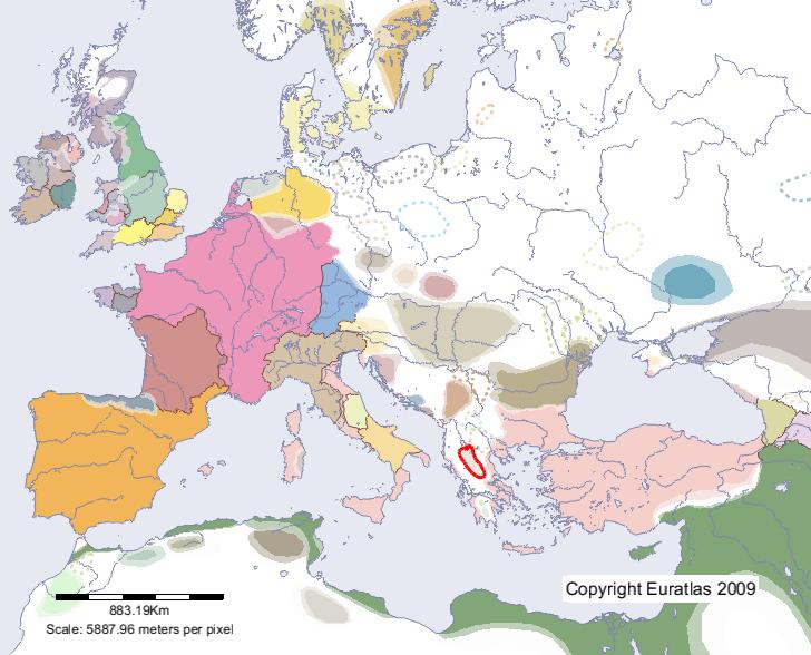 Karte von Zagorceni im Jahre 700
